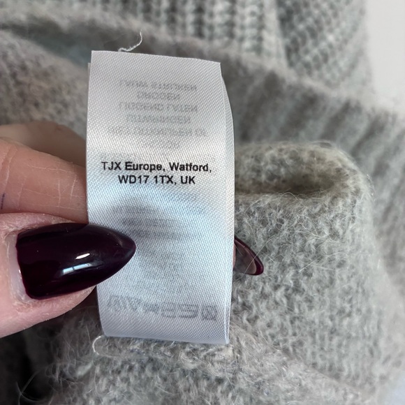 Wool Alpaca Blend Cowl Neck Gray Sweater - XL - Picture 7 of 8